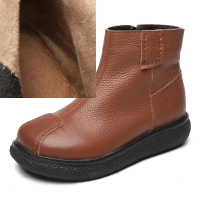 FISHBASKET厚底马丁靴女平底2020新款圆头女靴单靴加绒冬季靴子皮坡跟短靴女士靴子