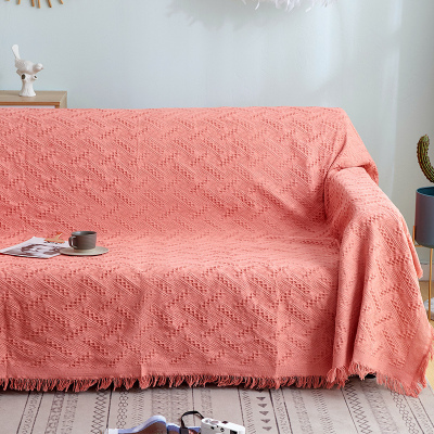 家柏饰(CORATED)北欧方格全盖沙发布单沙发巾沙发套罩沙发垫盖布沙发毯 橙色T格 230*250cm