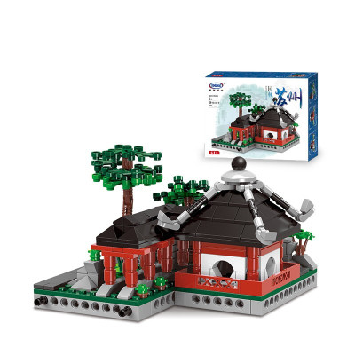 星堡积木玩具儿童中华街系列4-12岁兼容我的世界中国风街景建筑模型房子拼插拼装男女孩新年F款涵青亭（397片）