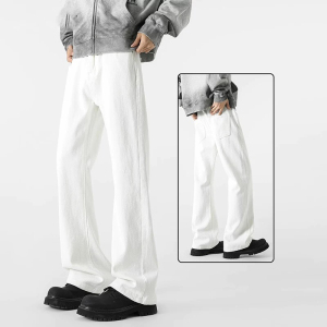 啄木鸟烟灰色微喇牛仔裤男款夏季薄款vibe美式高街休闲裤子K