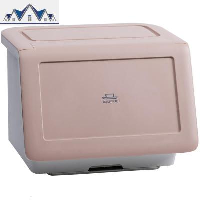 家用碗筷收纳盒厨房碗架带盖放餐具装碗箱碟盘沥水置物架塑料碗柜 三维工匠