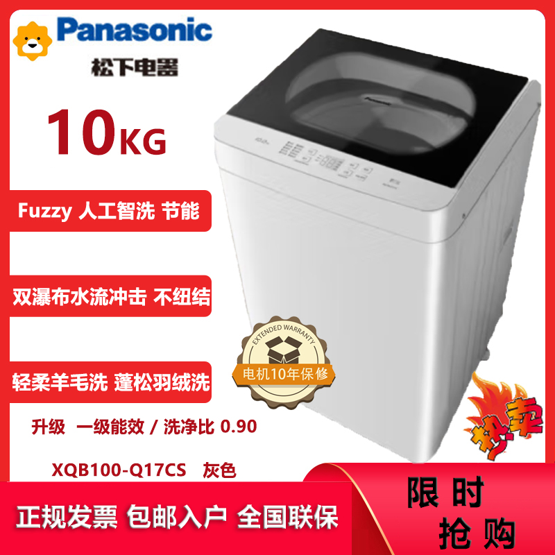 松下(Panasonic)波轮洗衣机全自动10公斤除螨洗 节能省水 羊毛洗羽绒洗桶自洁XQB100-Q17CS