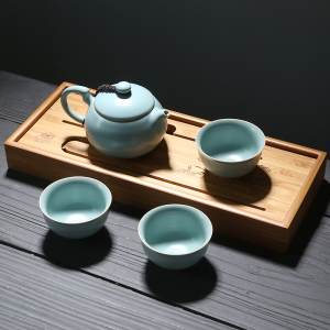 苏氏陶瓷汝窑茶具巧把西施茶壶开片可养金线一壶三茶杯旅行功夫茶具套装