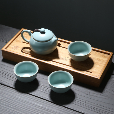 苏氏陶瓷汝窑茶具巧把西施茶壶开片可养金线一壶三茶杯旅行功夫茶具套装