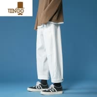 YANXU工装裤男士夏季潮牌胖子宽松直筒休闲裤九分裤大码阔腿裤子运动裤