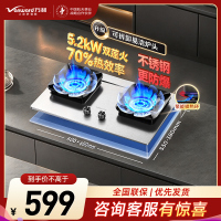 万和[蓝莲花B9BS]5.2kW天然气猛火70%一级能效嵌入式家用煤气双炉具台不锈钢燃气灶JZT-B9BS