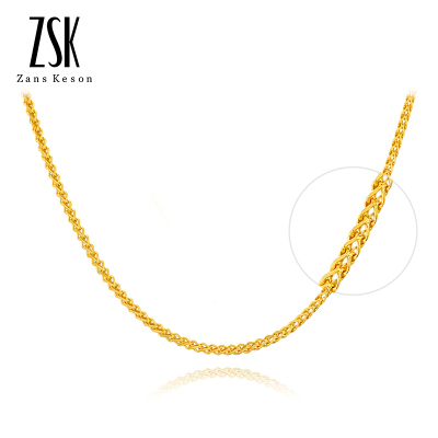 ZSK珠宝黄金项链女士欧美机织链999足金锁骨链时尚气质纯金链子送女友（计价）6.88克/45CM
