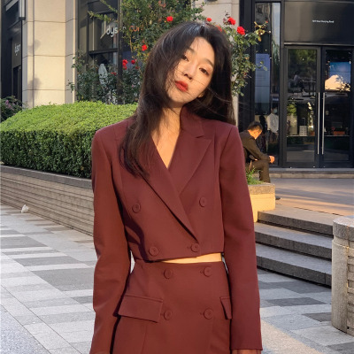 苏芈西装外套女复古chic港风宽松短款开衫春季2021新款气质小西服上衣