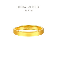 周大福素圈实心黄金戒指情侣款女戒生日礼物(工费:280计价)EOF1426七夕礼物
