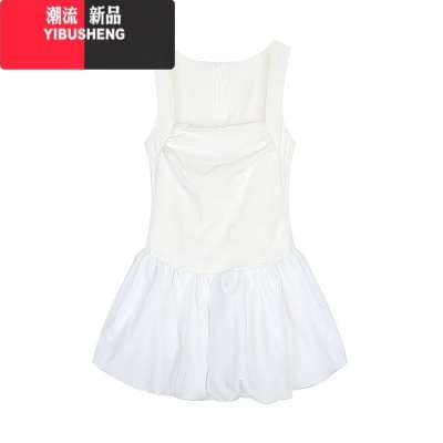 YIBUSHENG芭蕾风白色蓬蓬裙吊带裙连衣裙女季收腰显瘦公主裙A字裙短裙子