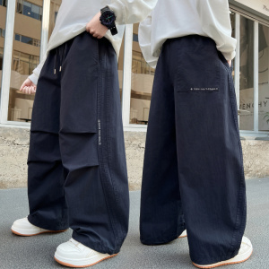 儿童裤子春装2026新款男童宽松休闲裤春秋款大童运动工装裤青少年