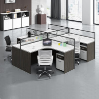 域赢屏风办公桌职员办公桌员工位电脑桌椅组合干字型四人位