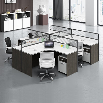 域赢屏风办公桌职员办公桌员工位电脑桌椅组合干字型四人位