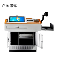 卢顺郎德学校多媒体讲台钢制讲台演讲台中控讲台办公桌操作台1140*800*1000mm(木面款)不含显示屏