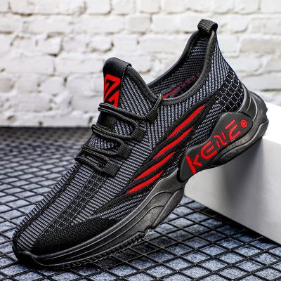 直播特卖-夏季新款男鞋潮流百搭跑步鞋飞织网透气休闲运动鞋轻便舒适男士鞋佐丹曼