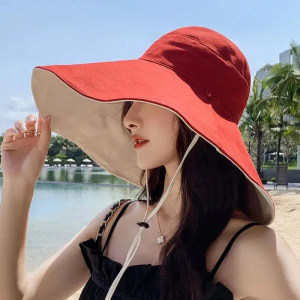 帽子女夏季遮阳帽渔夫帽大帽檐遮脸太阳帽防晒