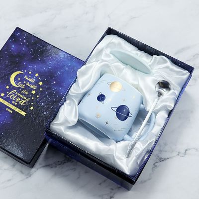 星球马克杯ins带盖勺陶瓷杯子女男情侣礼物网红创意水杯家用简约