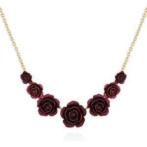 盖尔斯(GUESS)女款多层玫瑰花卉项链金色金属链条优雅饰品装点你的魅力 initial