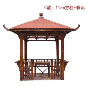 森美人防腐实木四角凉亭碳化木亭户外园林木制亭子庭院仿古景观