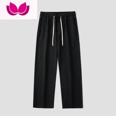 七斓黑色复古牛仔裤男潮流垂感男生裤子直筒裤宽松美式阔腿裤长裤