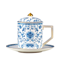 Gao Chun Ceramics 高淳陶瓷珐琅彩高端骨瓷高温色釉茶杯咖啡家用带盖办公会议杯