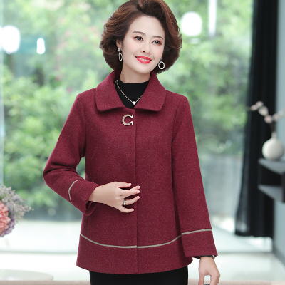 七斓妈妈秋装时尚毛呢大衣短款2020新款中年中老年女装冬呢子外套毛呢外套