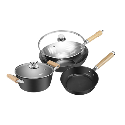 EKCO极之铁三件套32CM炒锅+22CM汤锅+22CM煎锅 EK-JZT302ZX/KZ