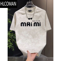 HLCOMAN2025夏季新款男士百搭字母短袖T恤上衣男士潮流圆领时尚休闲半袖