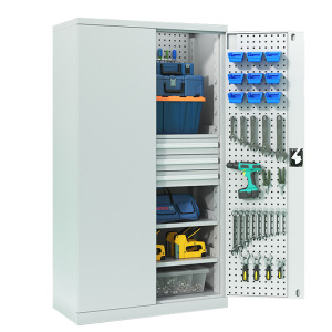 洛创重型工具柜三抽带网板台