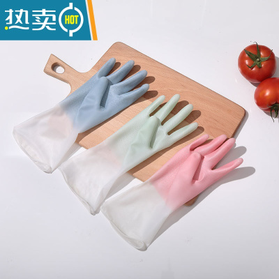 敬平洗碗手套女厨房刷碗家用洗衣服家务洗菜橡胶防水防滑耐用胶皮清洁 [3双]<店长推荐>多色随机-划算装 M