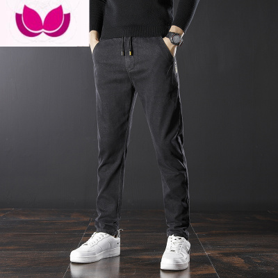 七斓新款弹力牛仔裤男直筒修身休闲长裤子夏季薄款宽松百搭抽绳裤