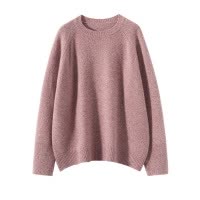 秋冬新款山羊绒衫女针织打底衫宽松圆领厚款保暖长袖上衣五针毛衣