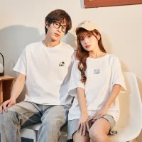 [2.5折价47元]唐狮夏新款子装圆领前胸乐一通印花短袖T恤一家人出游休闲短袖y