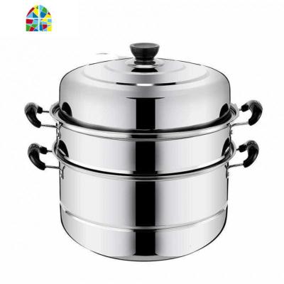 不锈钢蒸锅三层双2层加厚蒸笼汤锅大号蒸锅电磁炉煤气锅具26-32cm FENGHOU 30cm加厚三层