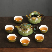 苏氏陶瓷(SUSHI CERAMICS)窑变绿宝石釉茶具套装陶瓷茶壶功夫茶具套组