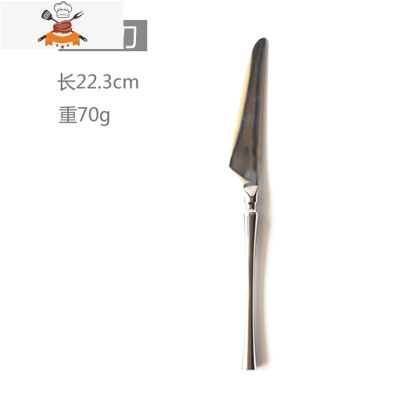 欧式镜光304不锈钢牛排刀叉勺子甜品刀叉勺子西餐餐具套装家用 敬平 主餐刀一支(420板材)