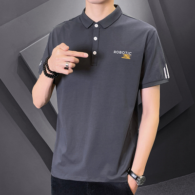 茜靓CHYLLIRNPOLO衫男士短袖t恤翻领2021夏季新款潮流潮牌上衣服半袖男装体恤灰色M