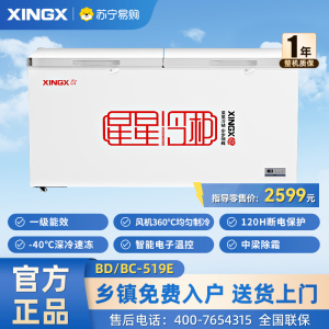 星星(XINGX)BD/BC-519E 519升 单温 冰柜 卧式冷柜 商用大冷柜 直冷顶开门 电脑控温 温度显示