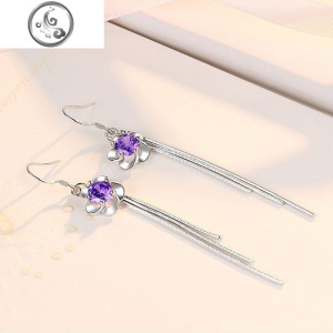 耳环女纯银耳钩显脸瘦长款耳线大方气质简约2019新款潮耳坠 JiMi