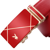 花花公子男士腰带真皮红色本命年蛇年结婚情人节礼物自动扣皮带潮