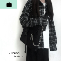 原创包包ins2020新款百搭斜挎包帆布学生书包上课背包男女NEW LAKE 黑色(链条可拆卸)女斜挎包