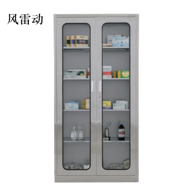风雷动文件柜不锈钢柜子储物柜资料柜档案柜带锁文件柜304通玻文件柜