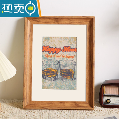 敬平复古画框装裱木质相框挂墙四4k8k八开水彩素描a3a4纸油画框架18寸 木纹色 28寸[可放50.8*70.8厘米]