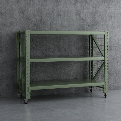 臻远 ZYJJ-HJ-075 可移动货架库房置物架带轮重型货架三层后背无网2000*800*1600mm/300kg