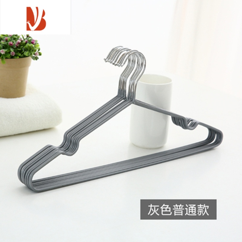 三维工匠加粗不锈钢防滑晾晒衣架家用成人挂衣撑晾衣服架子10个装