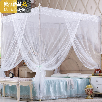 新款蚊帐1.5米1.8m床双人家用1.2网红落地支架加密加厚三开 三维工匠