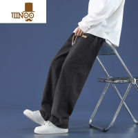 YANXU青少年阔腿牛仔裤男孩夏季薄款宽松复古直筒裤学生休闲长裤子