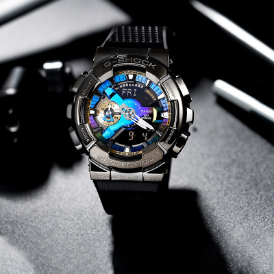 CASIO旗舰店卡西欧手表男g-shock炫彩小钢炮明星同款防震金属运动时尚潮流休闲男士防水耐摔石英表男GM-110