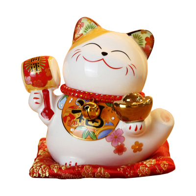 小号4.5寸陶瓷招财猫摆件陶瓷存钱罐招财猫储蓄罐礼盒装办公室桌面客厅玄关酒柜家居装饰摆件送朋友商铺开业礼品乔迁礼物