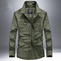 JPDUN青年男士衬衫大码长袖新款休闲宽松纯色口袋衬衣男上衣